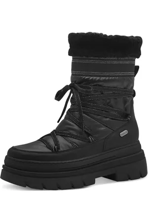 Marco Tozzi Damen Schnürstiefel ohne Absatz Winter mit Plateau, Schwarz , 36 EU