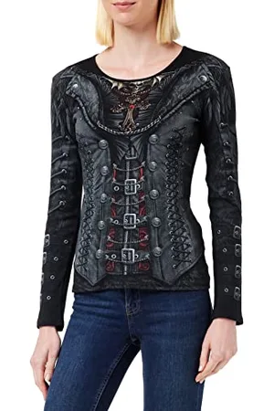 Spiral GOTHESS WRAP - Oberteil mit Allover-Motiv - lockerer Schnitt - - S