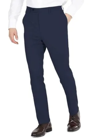 DKNY Mens Modern Fit High Performance Suit Separates Dress Pants, Navy Solid, 38W x 30L US