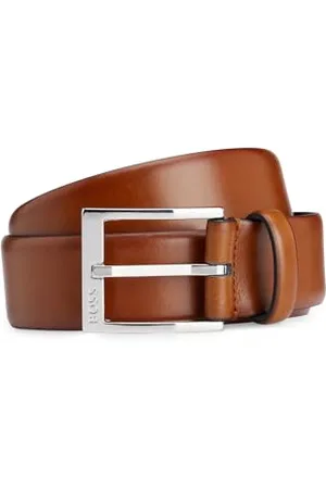 HUGO BOSS Herren Elloy-PC-An Sz35 In Italien gefertigter Gürtel mit Logo-Schließe Braun 80