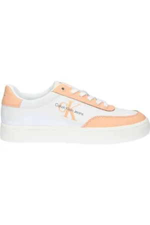 Calvin Klein Jeans Damen Cupsole Sneaker Classic Cupsole Low Lace Lth Ml Schuhe, Mehrfarbig (Bright White/Apricot Ice), 41 EU