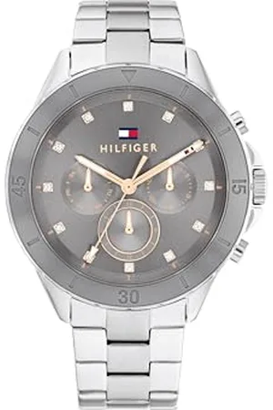 Tommy Hilfiger Multi Zifferblatt Quarz Uhr für Damen mit Silbernes Edelstahlarmband - 1782742