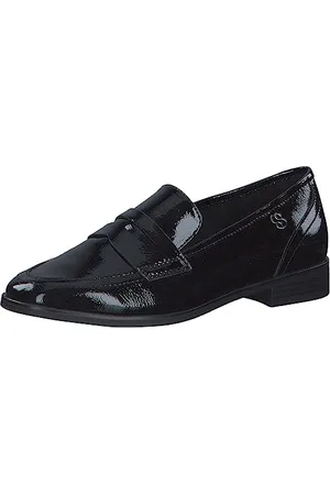 QS by s.Oliver Damen Loafer ohne Absatz Lack Spitz Schwarz , 40
