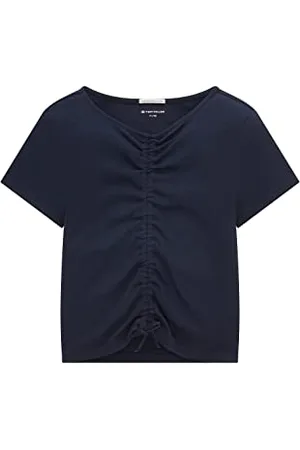 TOM TAILOR Mädchen Kinder T-Shirt mit Rippstruktur 1035699, Blau, 128