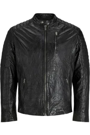 JACK & JONES JACK&JONES Herren JJERICHARD Leather Jacket NOOS Lederjacke, Black, L