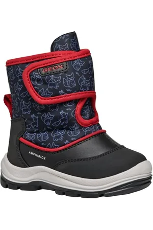 Geox B FLANFIL Boy B ABX Snow Boot, Black/RED, 26 EU