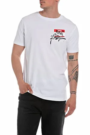 Replay Herren T-Shirt Kurzarm mit Print, (Weiß), S