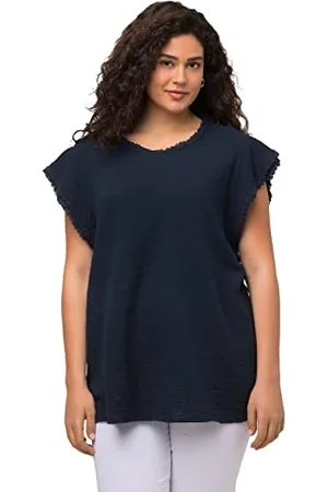 Ulla Popken Damen Blusenshirt, Musselinware, volantärmel, Aline Bluse, , 46-48