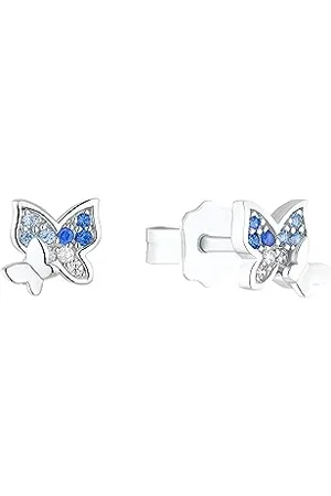 Prinzessin Lillifee Ohrstecker 925 Sterling Silber Mädchen Kinder Ohrschmuck, mit Zirkonia synth., 0,6 cm, Silber, Schmetterling, Kommt in Schmuck Geschenk Box, 2037074