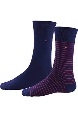 Tommy Hilfiger Herrensocken Doppelpack Uni/Ringel blau Größe 39-42