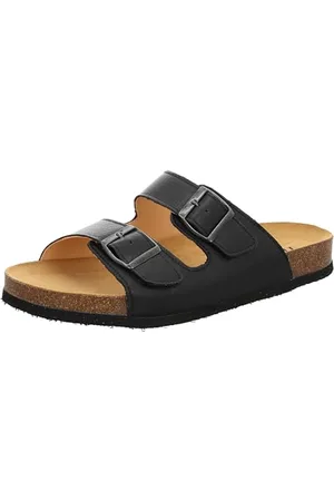 Think! Herren WOLFI chromfrei gegerbte nachhaltige Pantolette, SCHWARZ 0000