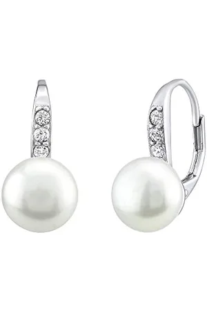 Silvego Damen Ohrringe aus 925 Sterling Silber mit weißer Perle und Zirkonia