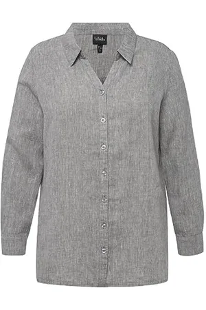 Ulla Popken Damen Leinenbluse Blusen, , 50-52