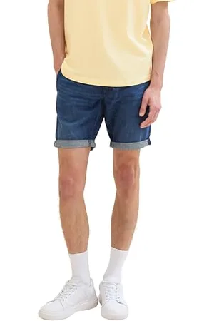 TOM TAILOR Herren Regular Fit Jeans Jogger Bermuda Shorts, Used Mid Stone Blue Denim, M
