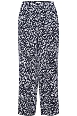 Ichi IHMARRAKECH AOP PA4 Damen Hose Stoffhose 100% Viskose EcoVero Elastikbund Crop-Länge, Größe:XL, Farbe:
