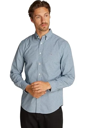 Tommy Hilfiger Herren Hemd Flex Poplin Gingham Regular Fit, Mehrfarbig (Nouveau Green / Multi), S