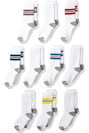 Amazon Jungen Crew-Sportsocken aus Baumwolle, 10 Paar, , 9 Jahre