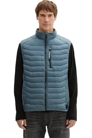 TOM TAILOR Herren 1042631 Hybrid Steppweste mit Stehkragen, 28128-Stormy Teal, M