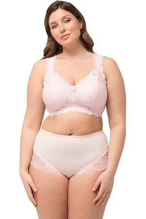 Ulla Popken Damen Bralette, Spitze, Reißverschluss, ohne Bügel, Cup A/B und C/D BH, , 105D