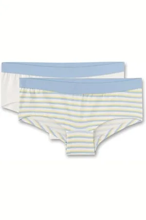 QS by s.Oliver Mädchen Unterhose Beige | Hochwertige und Bequeme Unterhose für Mädchen aus Baumwoll-Mix. Panty mit Webbund und Ringelmuster | Inhalt: 2er Set Unterwäsche für Mädchen