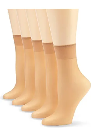 Nur Die 5er Pack Söckchen Seidenfein 15 DEN transparente Nylon Feinsöckchen seidig glänzend breiter Komfortbund Damen