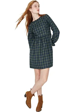Trendyol Damen Figurbetont Bodycon Rundhalsausschnitt Gestrickt Kleid, Anthrazit, 36