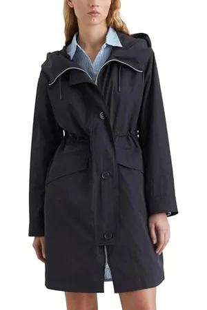 Marc O’ Polo Marc OߴPolo Denim Damen Parka mit Kapuze wasserabweisend, Blau (Blue Depths), S