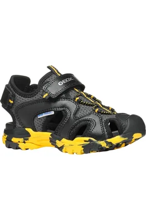Geox J Borealis Boy C Sandal, Black/Yellow, 31 EU
