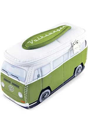 Brisa VW Collection - Volkswagen Neopren Universal-Schmink-Kosmetik-Kultur-Reise-Apotheke-Tasche-Beutel im T2 Bulli Bus Design ( & Weiß/Groß)
