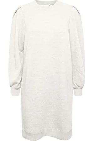 Ichi IHMALO SW DR Damen Sweatkleid Freizeitkleid Kleid Sweatkleid mit Puffärmeln Langarm breite Bündchen Regular-Fit, Größe:2XL, Farbe: