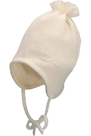 Sterntaler Baby Mädchen Strickmütze Baby Strickmütze Schleife Mütze - Baby Strickmütze - mit Schleife, Ohrenklappen und Bindeband - beige, 43