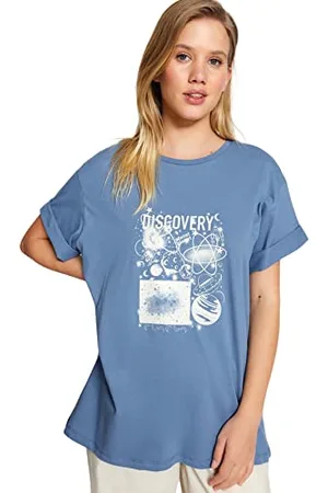 Trendyol Damen Oversize Standard Crew Neck Woven T-Shirt Hemd, , Small