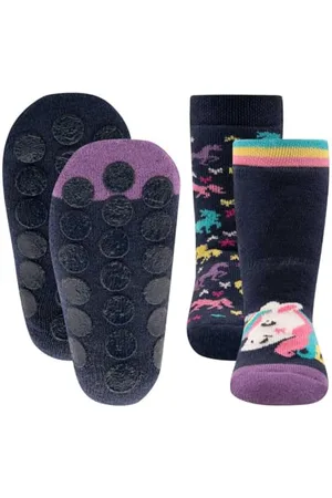 Ewers 2er Pack Einhörner Stoppersocken ABS-Beschichtung, Socken mit ABS-Beschichtung für Mädchen, Anti-Rutsch-Socken mit punktueller Sohle, 2 Paar rutschfeste Kindersocken, Größe 27-30