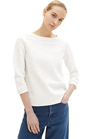 TOM TAILOR Damen 1035341 Sweater mit Struktur & gerafftem Ärmel, , L