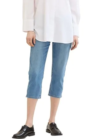TOM TAILOR Damen Kate Slim Fit Capri Jeans, light stone wash denim, 34