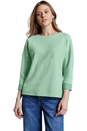 Street one Damen A322932 Shirt im Melange-Look, Tendril Green Mel, 44