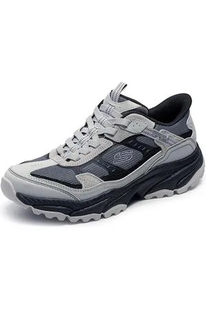 Skechers Herren Freihändige Slip-Ins Vigor at Sneaker, Graues Textil-Synthetik-Schwarz Besatz, 43 EU