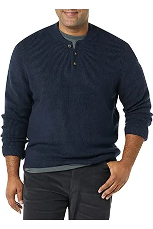 Amazon Herren Soft-Touch-Henley-Pullover mit Langen Ärmeln, , L