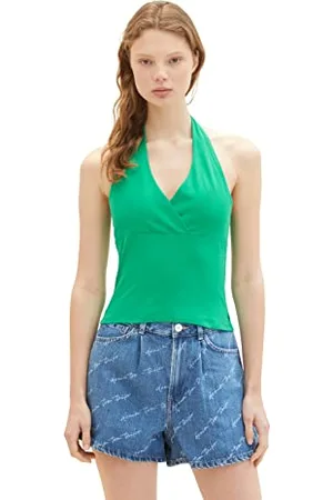 TOM TAILOR Damen 1037246 Basic Neckholder Top, 17327-Vibrant Light Green, L