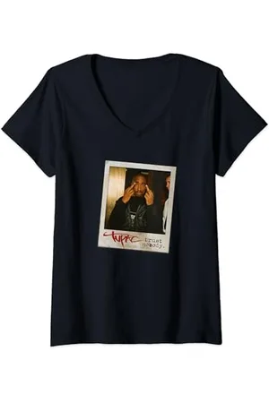 Tupac Shakur Tupac Trust Nobody Foto T-Shirt mit V-Ausschnitt