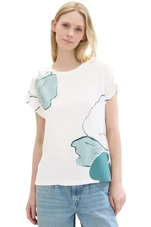 TOM TAILOR Damen Basic T-Shirt mit Print, , M