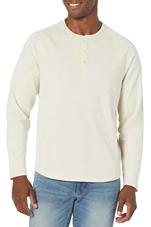 Amazon Herren Henley-Shirt mit langen Ärmeln und normaler Passform (erhältlich in Übergrößen), , XXL