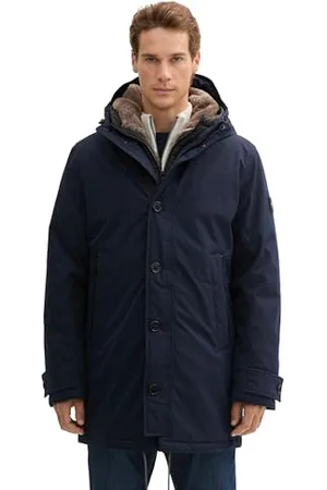 TOM TAILOR Herren Parka mit Kunstfell in der Kapuze, , XXXL