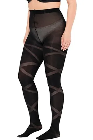 Ulla Popken Damen Strumpfhose, Streifen, , 42-44 EU