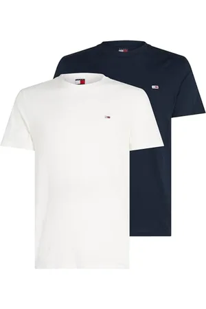 Tommy Hilfiger Herren 2er Pack T-Shirts Kurzarm Xslim Jersey aus Baumwolle, Mehrfarbig (Dark Night Navy/Ecru), XXL