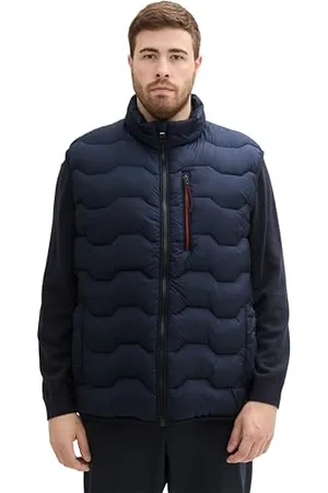 TOM TAILOR Herren 1042200 Plussize Hybrid Weste mit Kapuze, 10668-Sky Captain Blue, XXL