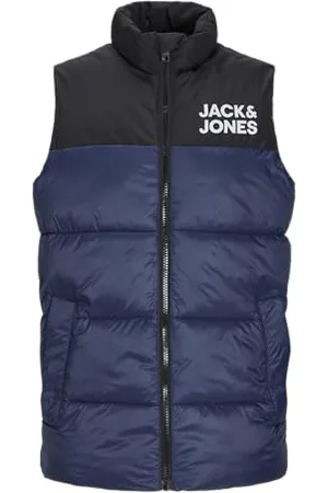 JACK & JONES JUNIOR JJETOBY Bodywarmer Collar SN JNR 12236914,Navy Blazer/Print:White Logo On Chest,176