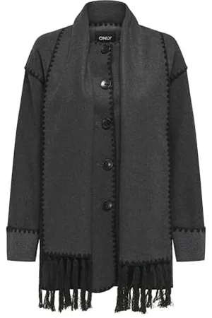 ONLY Damen ONLELBA Life Scallop Edge Scarf Coat OTW Mantel, , S