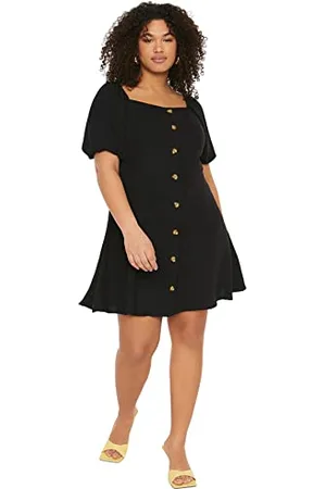 Trendyol Damen Kleid, A-Linie, enganliegend, gewebt, Übergröße, , 70