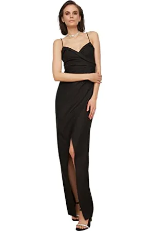 Trendyol Damen Women Fitted Woven Evening Dress Maxi Wrapover Tailliertes, gewebtes Abendkleid, , 36